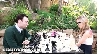 A nerdy teen, Kali Roses, gets fucked by a huge dick outdoors