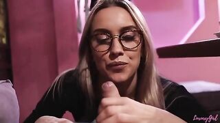A young server risked her job for a public blowjob in the restaurant