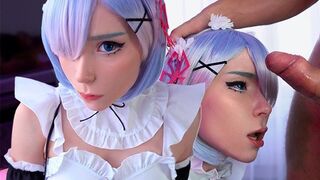Kawaii maid gave her boss dick to cum in her mouth in POV style