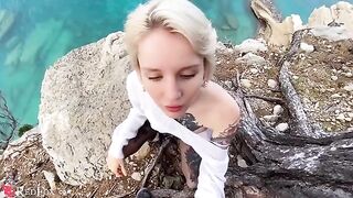 A young girl has sex with her ex-boyfriend on the beach