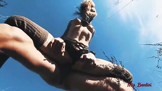 The guy has an incredible picnic with sexy sporty girl