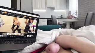 The blonde caught a guy jerking off and offered to help with her mouth