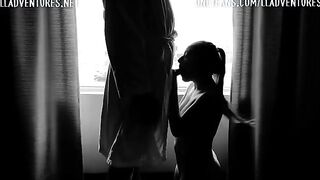 The guy rewarded the girl with a huge cumshot in the face for good sex in public place