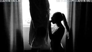 The guy rewarded the girl with a huge cumshot in the face for good sex in public place