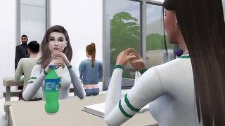 The student is enticing the professor to have sex with her