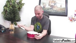 Natasha Nice is too excited to wait for a chance to get intimate with her boss