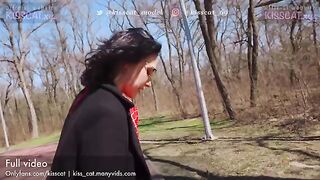 A walk in Nature ended up in hard outdoor sex with a Russian teen