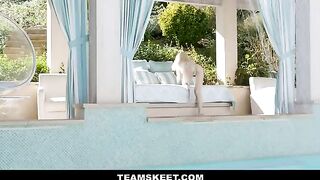 Skinny yoga girl Lola Fae by the pool gets fucked hard by her mom’s BF