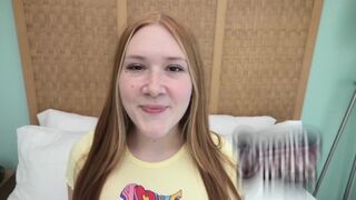 Redhead teen with freckles and ginger bush gets fucked during casting