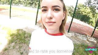 A student is fucking with a teacher at the stadium to get a good mark