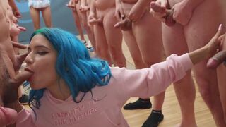 Bukkake with Min Galilea, the artist of cum swallowing performances