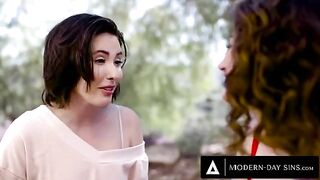 Casey Calvert and Arabelle Raphael share boyfriend's cock in an intense threesome