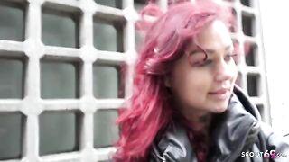 German redhead college teen Ria Red gets picked up and fucked raw