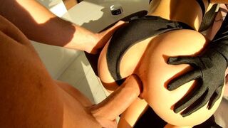 A girl with big boobs fucks her boyfriend’s ass hard
