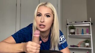 The small blonde wins the trophy and then gets smashed in doggy style