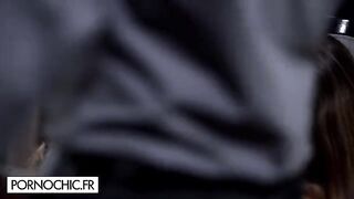 Submissive beauty Claire Castel fucked by two guys in an orgy