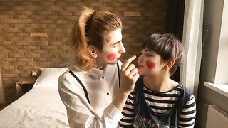 The sexy mime gave the guy a passionate and tender blowjob