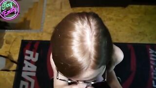Pervert student gets her glasses covered with cum after blowjob
