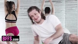 Flexible yoga instructor gets fucked by her students during class