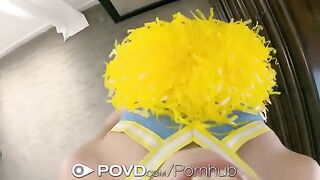 Cute cheerleader gets her pussy destroyed and face covered with cum in POV