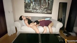 A movie night turned into a passionate session on the couch