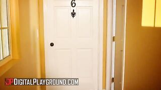 A guy masturbates as Scarlet Red and Clover get fucked hard in a sensual scene