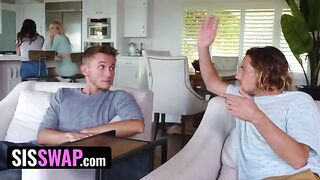 Lusty dudes pretended to be their stepsisters' boyfriends and swapped, fucking them hard