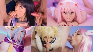 Best cosplay blowjob compilation with Alice Bong’s deep throat skills