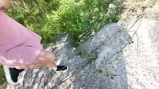 Pick up slutty girl and cum on her outdoor