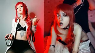 Makima lost control of her pet Chainsaw Man, intense cosplay action