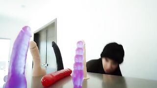 I get fucked in my ass and pussy with neighbor's dildos until I squirt