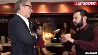 Two bitches with big tits getting fucked by their boss