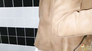 A quickie in the public toilet is always exciting, especially with a brunette babe
