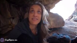 Three hikers got lost and fucked to keep warm in this steamy outdoor scene