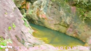 A naughty girl is fucking outdoors in a waterfall and cafe in Thailand
