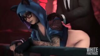 Hentai compilation with a lynx from the Fortnite universe, brought to life in 3D animation