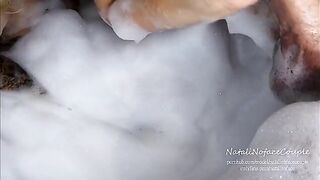 Horny blonde girl has sex with her boyfriend in the bathtub