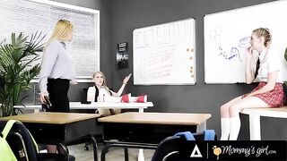The teacher can't tolerate the naughty behavior of her student, so she takes strict action