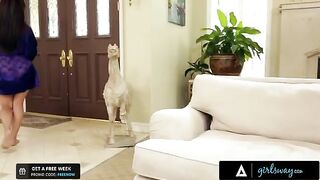 Reena Sky makes a steamy sex tape with her neighbor in girl-on-girl action