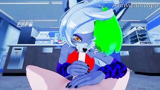 Roxanne Wolf is having fun with Freddy in an uncensored 3D hentai