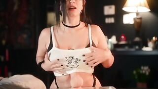 Gothic girl with big tits fucks with her new sex-toy, showcasing her wild side