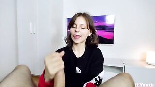A cute girl gets cum on her face and mouth – hiyouth