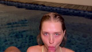 A girl from California likes having sex and playing with dicks in the pool