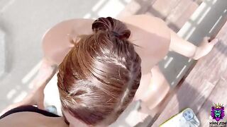 Bored Busty Latina convinced to fuck and suck on the rooftop