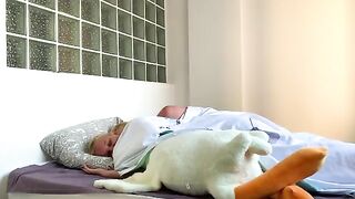 Stepbrother calmed down his step sister after her nightmare