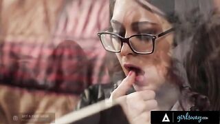 An investigator, portrayed by the iconic Riley Reid, rubs her pussy imagining missing girls in a fantasy scene