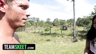 Gorgeous ebony babe Adrian Maya gets fucked by a worker