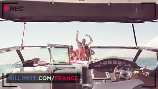 A woman has sex on the yacht with her young lover