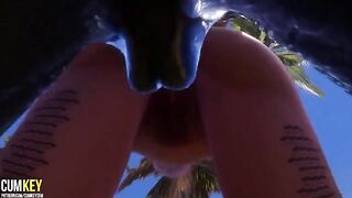 Two sexy girls are getting fucked by a monster in 3D