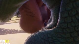 Two sexy girls are getting fucked by a monster in 3D
